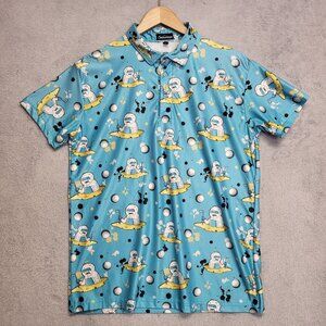 Snowman Golf Polo Shirt Mens Small Blue Sand Bar Yeti Short Sleeve Performance